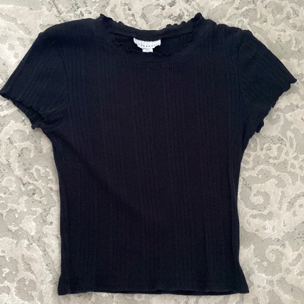Size 6 Cropped Top Shop Black Shirt